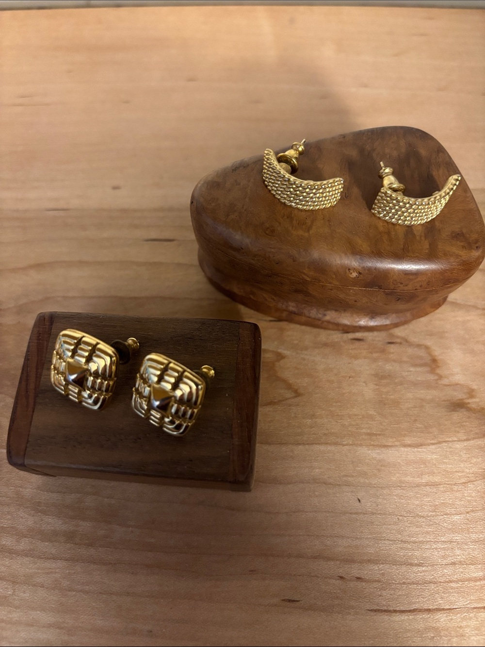 Two Pairs Vintage Monet Vintage Gold-Tone Earrings Great Condition